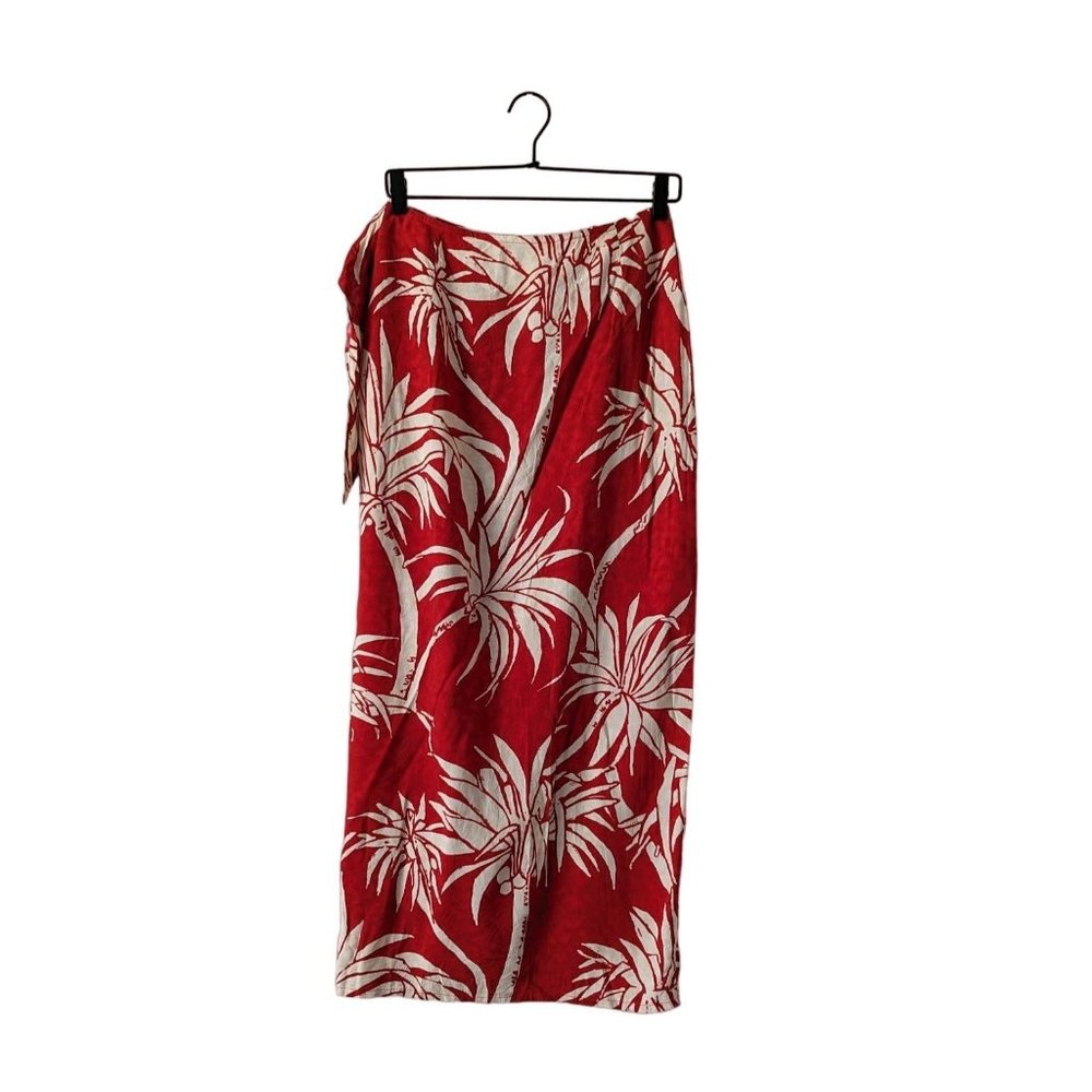 Jams World Womens Vintage Tropical Wrap Maxi Skirt Hawaiian Size Large Red